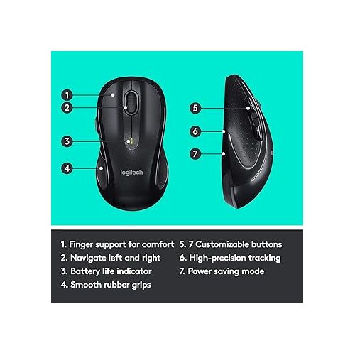 로지텍 Logitech M510 Wireless Mouse-Black (Renewed)