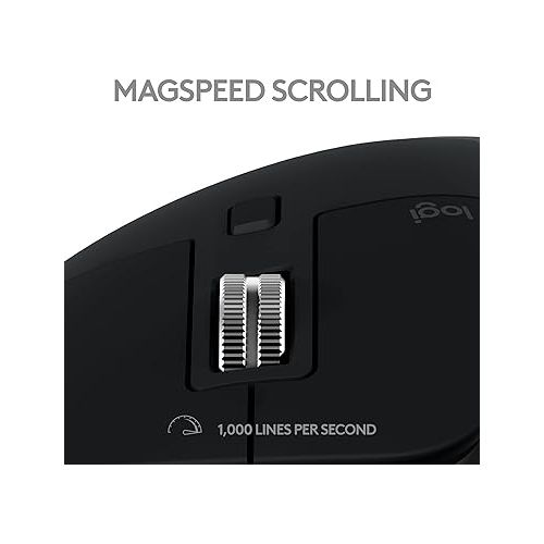 로지텍 Logitech MX Master 3S for Mac Wireless Bluetooth Mouse, Ultra-Fast Scrolling, Ergo, 8K DPI, Quiet Clicks, Track on Glass, USB-C, Apple, iPad - Space Grey (Renewed)