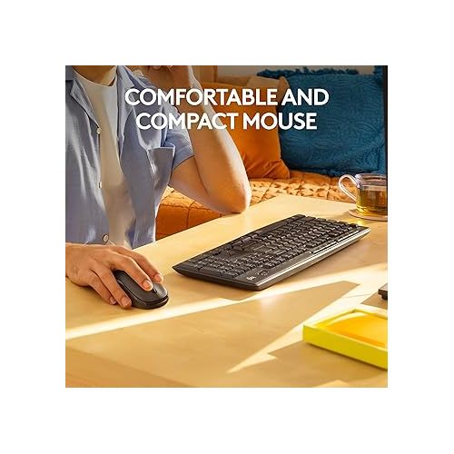 로지텍 Logitech MK295 Wireless Mouse & Keyboard Combo with SilentTouch Technology, Full Numpad, Advanced Optical Tracking, Lag-Free Wireless, 90% Less Noise - Graphite