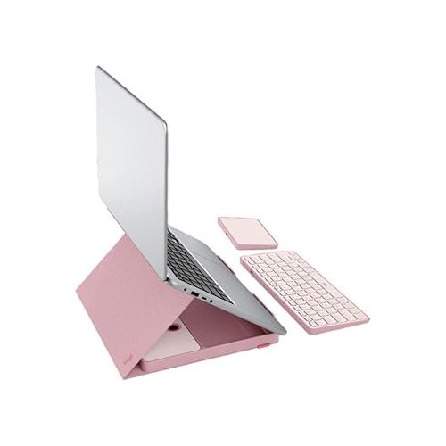 로지텍 Logitech Casa Pop Up Desk Work From Home Kit with Laptop Stand, Wireless Keyboard & Touchpad, Bluetooth, USB C Charging, for Laptop/MacBook (10” to 17”) - Windows, macOS, ChromeOS - Bohemian Blush
