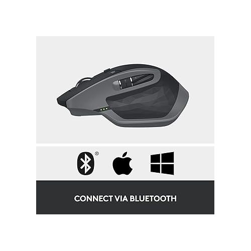 로지텍 Logitech MX Master 2S Bluetooth Edition Wireless Mouse - Use on Any Surface, Hyper-Fast Scrolling, Ergonomic, Rechargeable, Control Up to 3 Apple Mac and Windows Computers - Graphite