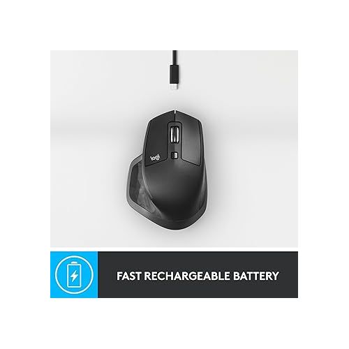 로지텍 Logitech MX Master 2S Bluetooth Edition Wireless Mouse - Use on Any Surface, Hyper-Fast Scrolling, Ergonomic, Rechargeable, Control Up to 3 Apple Mac and Windows Computers - Graphite