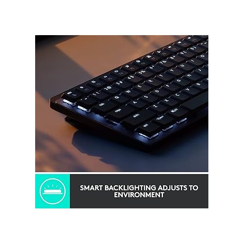 로지텍 Logitech MX Mechanical Mini Wireless Illuminated Keyboard, Clicky Switches, Backlit, Bluetooth, USB-C, macOS, Windows, Linux, iOS, Android, Metal - With Free Adobe Creative Cloud Subscription