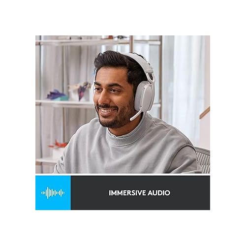 로지텍 Logitech Zone Vibe 100 Lightweight Wireless Over Ear Headphones with Noise Canceling Microphone, Advanced Multipoint Bluetooth Headset, Works with Teams, Google Meet, Zoom, Mac/PC - Off White