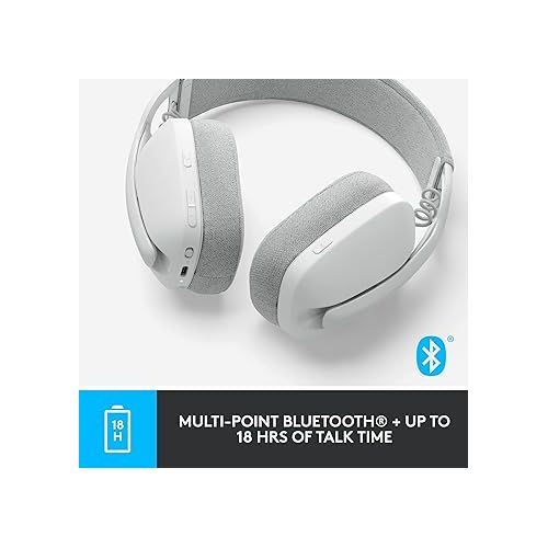 로지텍 Logitech Zone Vibe 100 Lightweight Wireless Over Ear Headphones with Noise Canceling Microphone, Advanced Multipoint Bluetooth Headset, Works with Teams, Google Meet, Zoom, Mac/PC - Off White