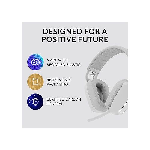 로지텍 Logitech Zone Vibe 100 Lightweight Wireless Over Ear Headphones with Noise Canceling Microphone, Advanced Multipoint Bluetooth Headset, Works with Teams, Google Meet, Zoom, Mac/PC - Off White