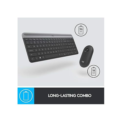 로지텍 Logitech MK470 Slim Wireless Combo - Graphite (Renewed)