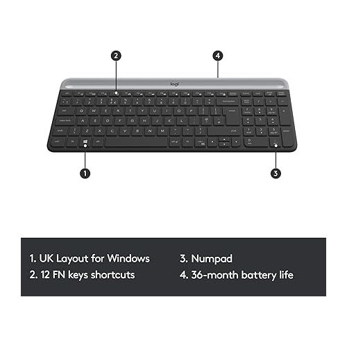 로지텍 Logitech MK470 Slim Wireless Combo - Graphite (Renewed)