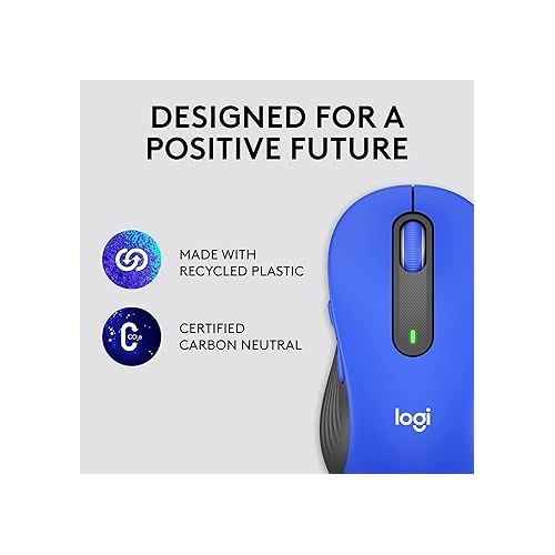 로지텍 Logitech Signature M650 L Full Size Wireless Mouse - For Large Sized Hands, 2-Year Battery, Silent Clicks, Customizable Side Buttons, Bluetooth, for PC/Mac/Multi-Device/Chromebook - Classic Blue