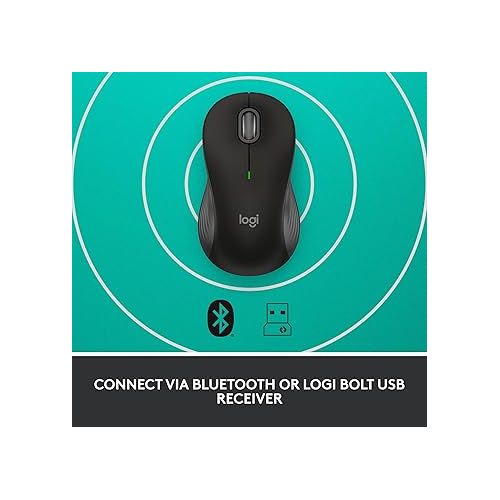 로지텍 Logitech Signature M550 L Full Size Wireless Mouse - for Large Sized Hands, 2-Year Battery, Silent Clicks, Bluetooth, Multi-Device Compatibility - Black