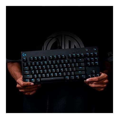 로지텍 Logitech G Pro TKL Mechanical Wired Gaming Keyboard GX Blue Clicky Switch and LIGHTSYNC RGB Backlit Keys, 12 programmable F-key macros, Black - 920-009388 (Renewed)