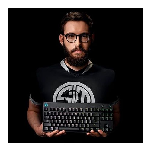 로지텍 Logitech G Pro TKL Mechanical Wired Gaming Keyboard GX Blue Clicky Switch and LIGHTSYNC RGB Backlit Keys, 12 programmable F-key macros, Black - 920-009388 (Renewed)