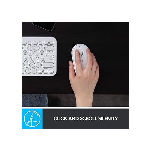 로지텍 Logitech Pebble Wireless Mouse with Bluetooth or 2.4 GHz Receiver, Silent, Slim Computer Mouse with Quiet Clicks, for Laptop/Notebook/iPad/PC/Mac/Chromebook - Off White