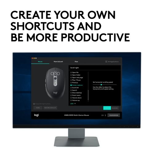 로지텍 Logitech M585 Multi-Device Wireless Mouse  Control and Move Text/Images/Files Between 2 Windows and Apple Mac Computers and Laptops with Bluetooth or USB, 2 Year Battery Life, Gra