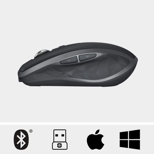 로지텍 Logitech MX Anywhere 2S Wireless Mouse  Use on Any Surface, Hyper-Fast Scrolling, Rechargeable, Control up to 3 Apple Mac and Windows Computers and Laptops (Bluetooth or USB), Gra