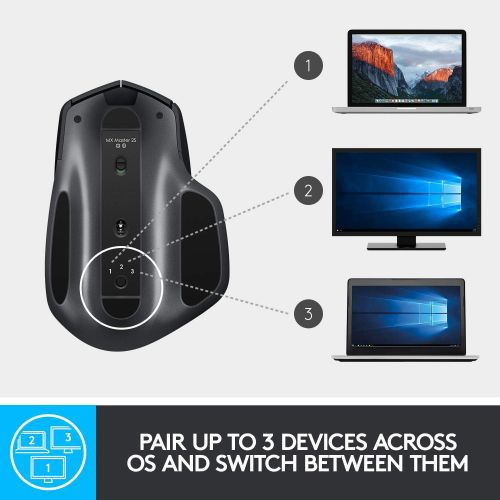 로지텍 Logitech MX Master 2S Wireless Mouse  Use on Any Surface, Hyper-fast Scrolling, Ergonomic Shape, Rechargeable, Control up to 3 Apple Mac and Windows Computers (Bluetooth or USB),