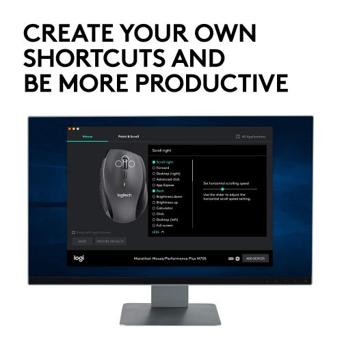 로지텍 Logitech M705 Marathon Wireless Mouse  Long 3 Year Battery Life, Ergonomic Sculpted Right-Hand Shape, Hyper-Fast Scrolling and USB Unifying Receiver, for Computers and laptops, Da