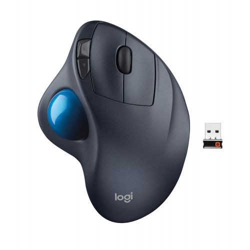 로지텍 Logitech M570 Wireless Trackball Mouse  Ergonomic Design with Sculpted Right-hand Shape, Compatible with Apple Mac and Microsoft Windows Computers, USB Unifying Receiver, Dark Gra