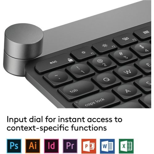 로지텍 Logitech Craft Advanced Wireless Keyboard with Creative Input Dial and Backlit Keys, Dark grey and aluminum