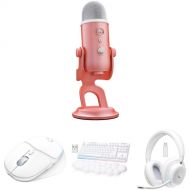 Logitech Blue Yeti for Aurora Collection USB Mic Kit with Mouse, G715 Wireless Keyboard, and Headset (Pink Dawn / White Mist, GX Red Switches)