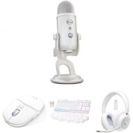 Logitech Blue Yeti for Aurora Collection USB Mic Kit with Mouse, G715 Wireless Keyboard, and Headset (White Mist, GX Blue Switches)