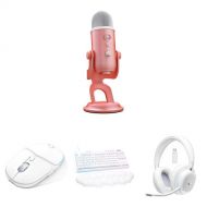 Logitech Blue Yeti for Aurora Collection USB Mic Kit with Mouse, G713 Wired Keyboard, and Headset (Pink Dawn / White Mist, GX Red Switches)