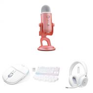 Logitech Blue Yeti for Aurora Collection USB Mic Kit with Mouse, G715 Wireless Keyboard, and Headset (Pink Dawn / White Mist, GX Blue Switches)