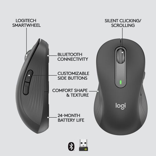 로지텍 Logitech Signature M650 L Left Handed Wireless Mouse (Graphite)