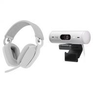 Logitech Brio 500 1080p Full HD Webcam & Zone Vibe 100 Wireless Headset Kit (Off-White)