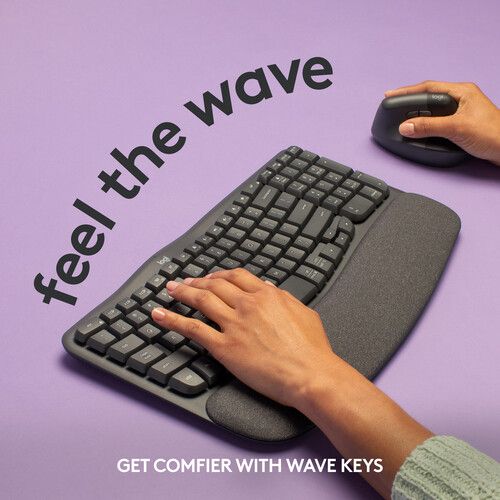 로지텍 Logitech Wave Keys Wireless Ergonomic Keyboard (Graphite)