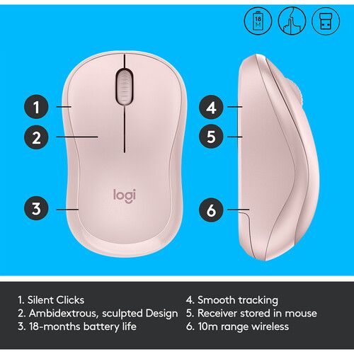 로지텍 Logitech M220 SILENT Wireless Mouse (Rose)