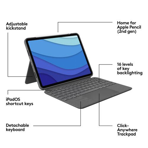 로지텍 Logitech Combo Touch Backlit Keyboard Case for Apple 11