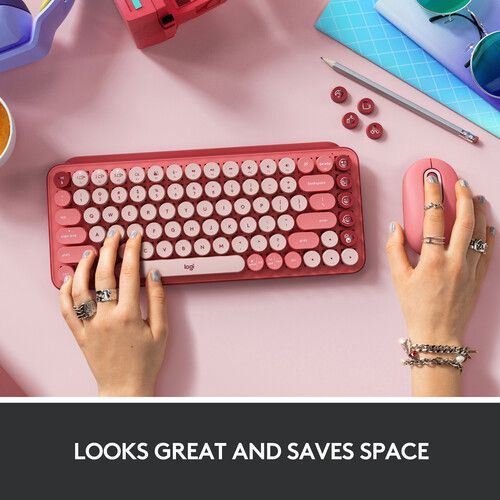 로지텍 Logitech POP Keys Wireless Bluetooth Mechanical Keyboard (Heartbreaker Rose)