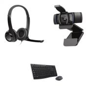 Logitech C920s HD Pro Webcam and USB Headset with Mouse and Keyboard Combo Kit