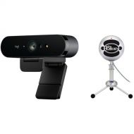 Logitech 4K Pro Webcam with USB Condenser Microphone and Accessory Pack