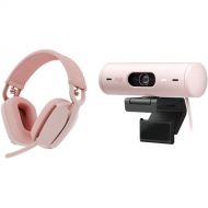 Logitech Brio 500 1080p Full HD Webcam & Zone Vibe 100 Wireless Headset Kit (Rose)