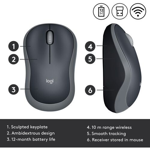 로지텍 Logitech M185 Wireless Mouse (Swift Gray)