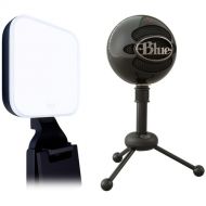 Logitech Litra Glow Bi-Color LED Light Panel & Blue Snowball Microphone Kit
