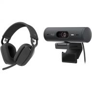 Logitech Brio 500 1080p Full HD Webcam & Zone Vibe 100 Wireless Headset Kit (Graphite)