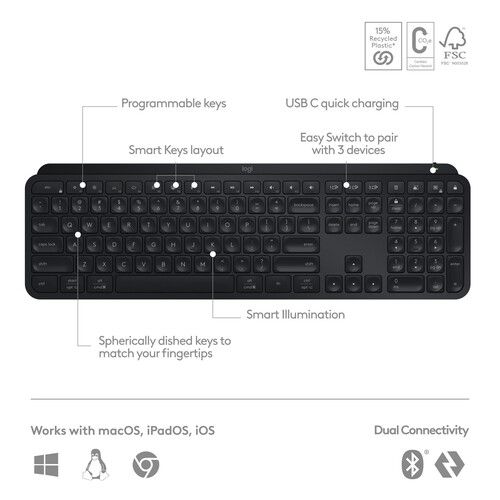 로지텍 Logitech MX Keys S Wireless Keyboard (Black)