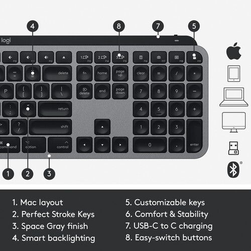 로지텍 Logitech MX Keys Wireless Keyboard for Mac