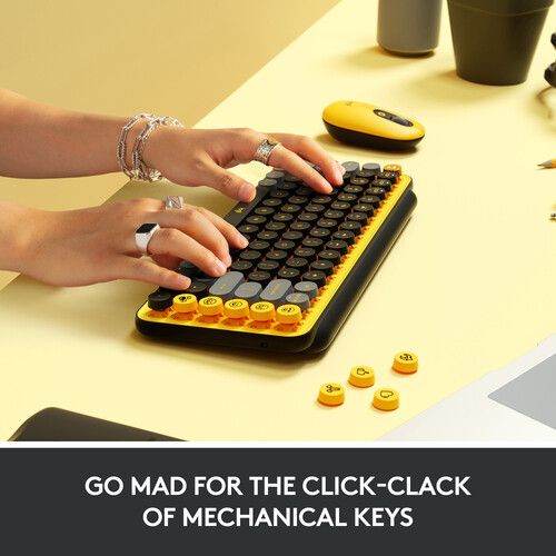 로지텍 Logitech POP Keys Wireless Bluetooth Mechanical Keyboard (Blast Yellow)