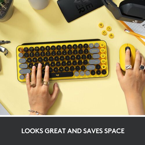 로지텍 Logitech POP Keys Wireless Bluetooth Mechanical Keyboard (Blast Yellow)