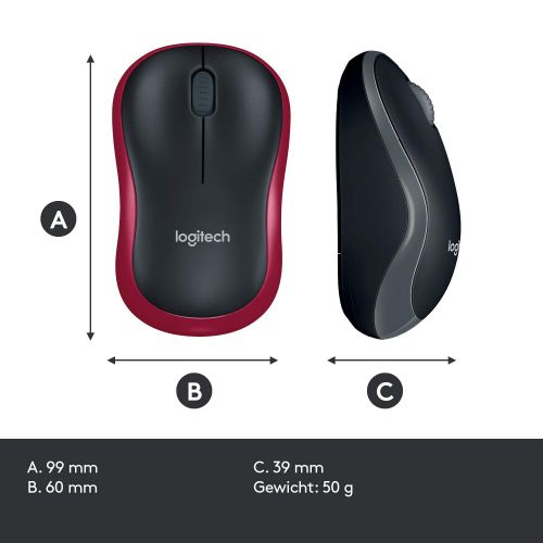 로지텍 [아마존 핫딜]  [아마존핫딜]Logitech M185 schnurlos Maus (USB, kompatible mit Windows, Mac, Linux) red