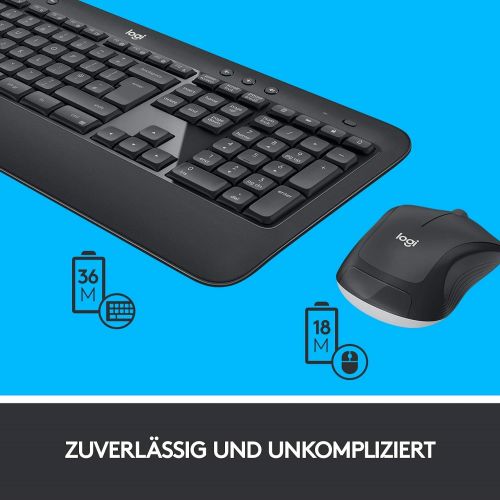 로지텍 [아마존 핫딜]  [아마존핫딜]Logitech MK540 Kabelloses Tastatur-Maus-Set (Lange Batterielaufzeit, QWERTZ Deutsche Layout) schwarz