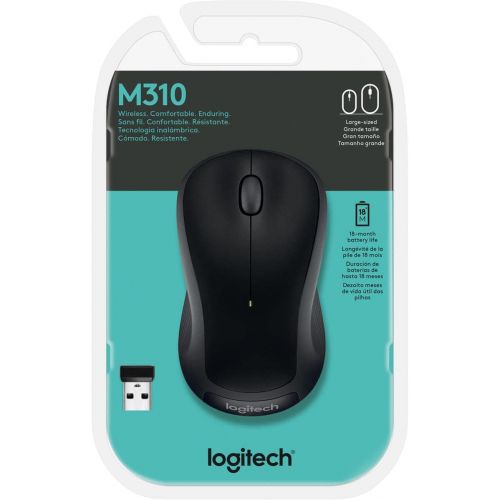 로지텍 Logitech Mouse - Right and Left-Handed - Laser - 3 Buttons - Wireless - 2.4 GHz - USB Wireless Receiver - Black