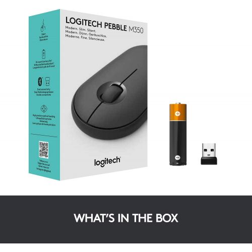 로지텍 Logitech M355 Portable Wireless Mouse with Bluetooth or 2.4 GHz Receiver, Silent, Slim Computer Mouse with Quiet Click for Laptop, Notebook, PC and Mac - Graphite