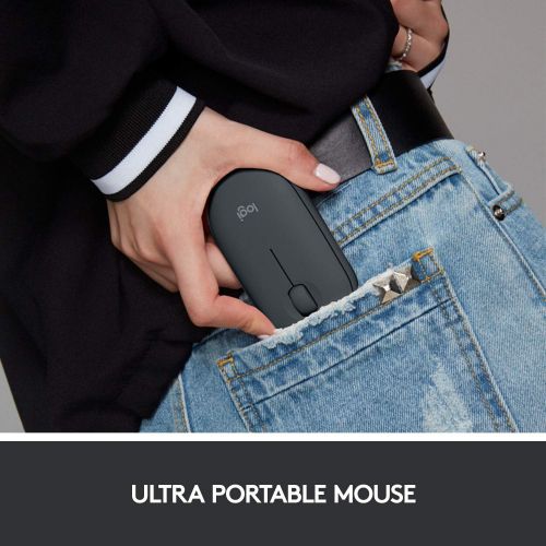 로지텍 Logitech M355 Portable Wireless Mouse with Bluetooth or 2.4 GHz Receiver, Silent, Slim Computer Mouse with Quiet Click for Laptop, Notebook, PC and Mac - Graphite