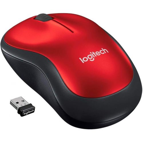 로지텍 Logitech M185 Wireless Optical Mouse 2.4 GHz, Red (910-003635)