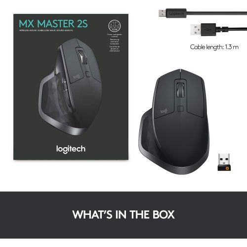 로지텍 Logitech MX Master 2S Wireless Mouse with Flow Cross-Computer Control and File Sharing for PC and Mac, Graphite